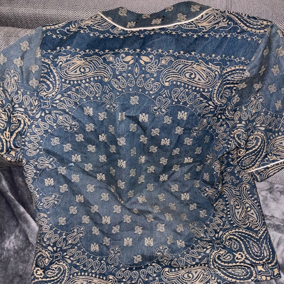 Used once AMIRI Denim Shirt with Beige Patterns - Picture 1 of 8